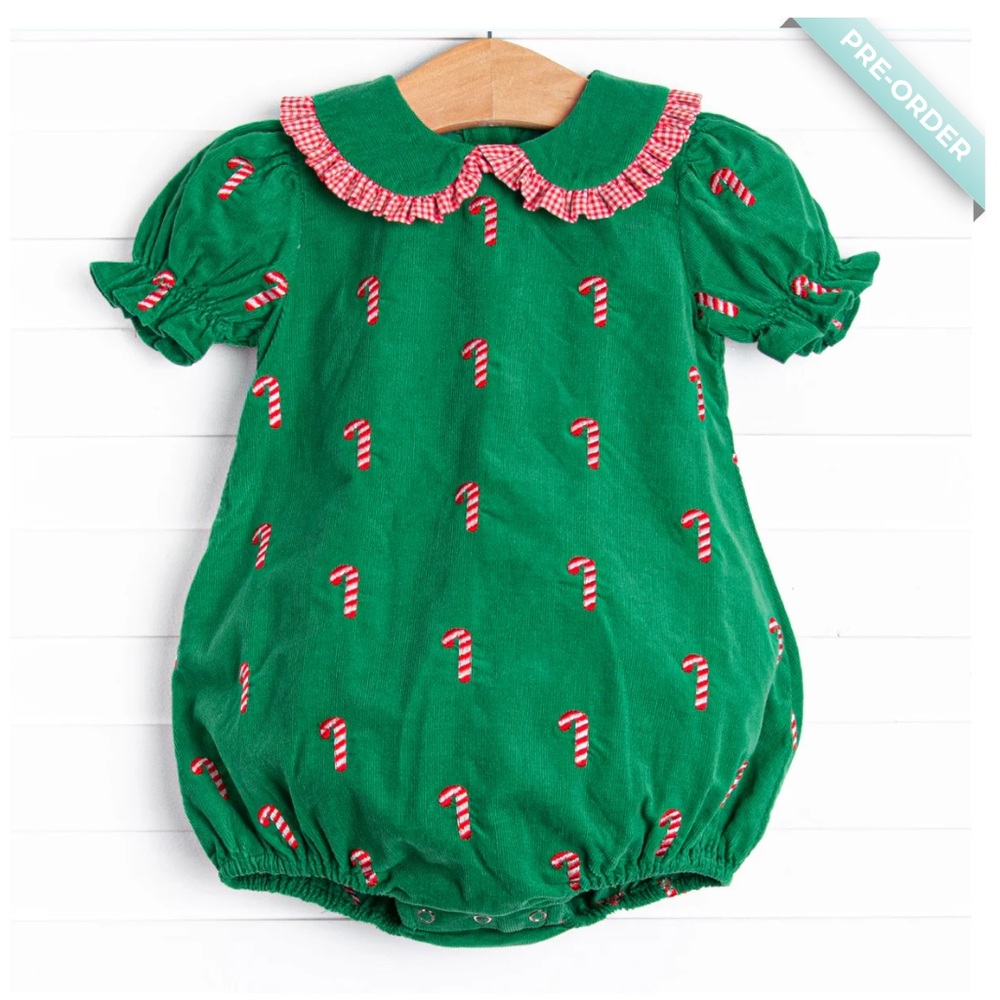 🎄CHRISTMAS🎄Stitchy Fish Candy Cane Craze Embroidered Bubble, sz 3mo (SOLD OUT)